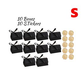 10 Pcs Black Gift Boxes With 10 Pcs Golden Seal Label Stickers