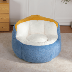 Oversized Bean Bag Chairs,Multicolor Faux Fur Couch Filled With Shredded Sponge,Large Lounger Sofa For Living Room,No Assembly Required , Blue White Y