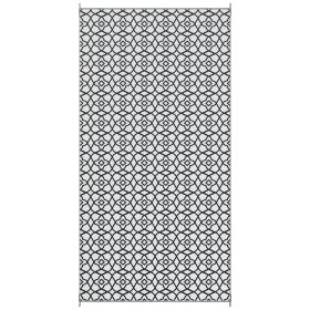 Reversible Outdoor Rug Carpet RV Camping Rugs with Carry Bag, 9' x 18', Black & White Clover