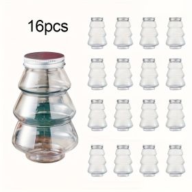 Christmas Tree-shaped Jar Set Of 16, 16.91oz, PET Jars With Metal Lids, Comes With A Thank You Card, Suitable For Holiday Gifts And Decorations, Chris