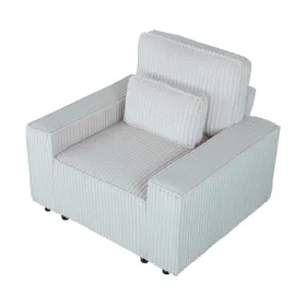 Corduroy Upholstered Armchair With Throw Pillow â€“ Soft Single-Seat Lounge Chair For Cozy Corners, Plush Comfort