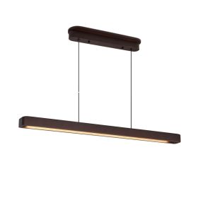 39-inch Walnut Wood Modern LED Pendant Light, Adjustable Hanging Light For Dining Room, Kitchen, Living Room  Sleek Walnut Color Finish