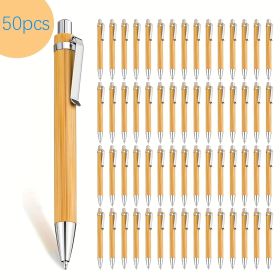 100 Bamboo Pens, Retractable Ballpoint Pen With Black Ink, 1mm, Suitable For Writing, Office Supplies, Wooden Bamboo Ballpoint Pen, Ideal For Journals