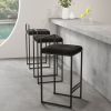 Set of 2 Modern Counter Stools with Velvet Upholstery Black