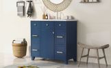 36" Bathroom Vanity Cabinet with Sink Top Combo Set; Navy Blue; Single Sink; Shaker Cabinet with Soft Closing Door and Drawer