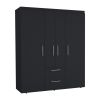 Bariloche Wardrobe, Multi-Section Storage with Hanging Rods, Shelves, and 2 Drawers Black