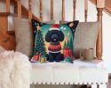 Black Toy Poodle Christmas Throw Pillow Machine Washable, Indoor Outdoor Decorative Pillow for Couch, Bed or Patio, 14Hx14W