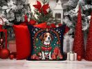 Beagle Christmas Throw Pillow Machine Washable, Indoor Outdoor Decorative Pillow for Couch, Bed or Patio, 14Hx14W