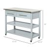Utility Trolley Cart, Gray, with Stainless Steel Top, 2 Drawers, Rolling Kitchen Island