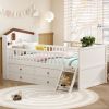 Twin Bed Frame with Storage 4 Drawers,Wooden Bed Frame for Kids,Platform Twin Size Bed with Guardrail Headboard and Ladder, No Box Spring Needed