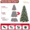 7ft Snow Frosted Christmas Tree w/2178 PE/PVC Tips, Pinecone & Berries - Holiday Decor