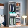 Freestanding Closet System, Stand-Alone Wardrobe with 6 open Shelves,74.8'' Heigh Closetwith 1 Wood Drawers, Wood Walk-in Closet with 2 Hanging Rod