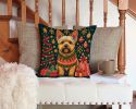 Norwich Terrier Christmas Throw Pillow Machine Washable, Indoor Outdoor Decorative Pillow for Couch, Bed or Patio, 14Hx14W