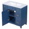 36" Bathroom Vanity Cabinet with Sink Top Combo Set; Navy Blue; Single Sink; Shaker Cabinet with Soft Closing Door and Drawer