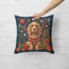 Cocker Spaniel Christmas Throw Pillow Machine Washable, Indoor Outdoor Decorative Pillow for Couch, Bed or Patio, 14Hx14W