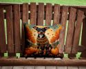Miniature Pinscher Fall Throw Pillow Machine Washable, Indoor Outdoor Decorative Pillow for Couch, Bed or Patio, 14Hx14W