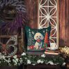 White Toy Poodle Christmas Throw Pillow Machine Washable, Indoor Outdoor Decorative Pillow for Couch, Bed or Patio, 14Hx14W