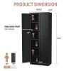 72" Black Metal Kitchen Pantry Cabinet with Doors, Heavy-Duty Freestanding Storage Organizer with 5 Adjustable Shelves, Tool-Free Assembly for Pantry