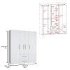 Bariloche Wardrobe, Multi-Section Storage with Hanging Rods, Shelves, and 2 Drawers White