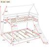 Twin over Queen House Bunk Bed with Climbing Nets and Climbing Ramp, White