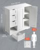 Wooden Bathroom Floor Cabinet Storage 4 Drawers and Adjustable Shelf White