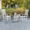 Outsunny Wooden Rocking Chair Set with Side Table, Curved Armrests, Outdoor Seating Solution, Durable and Sturdy, White