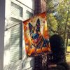 German Shepherd Fall House Flag Large Porch Sleeve Pole Decorative Outside Yard Banner Artwork Wall Hanging, Polyester, House Size, Multicolor