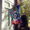 Bernedoodle Christmas House Flag Large Porch Sleeve Pole Decorative Outside Yard Banner Artwork Wall Hanging, Polyester, House Size, Multicolor