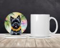 Cairn Terrier Luau Large Sandstone Coasters Pack of 4 Absorbent Round Coasters Decor Gifts for Men or Women, 4 in, Multicolor