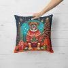 Boxer Christmas Throw Pillow Machine Washable, Indoor Outdoor Decorative Pillow for Couch, Bed or Patio, 14Hx14W