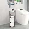 Toilet Paper Holder Stand, Black toilet Paper Holder Stand Stainless Steel Rustproof Tissue Roll Holder Floor Stand Storage for Bathroom