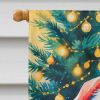 Black Pug Christmas House Flag Large Porch Sleeve Pole Decorative Outside Yard Banner Artwork Wall Hanging, Polyester, House Size, Multicolor