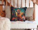 Rhodesian Ridgeback Christmas Throw Pillow Machine Washable, Indoor Outdoor Decorative Pillow for Couch, Bed or Patio, 14Hx14W