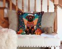 Chocolate Labrador Retriever Christmas Throw Pillow Machine Washable, Indoor Outdoor Decorative Pillow for Couch, Bed or Patio, 14Hx14W