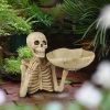 Skull Tray Ornament with Bowl ��� Unique Skeleton Design for Indoor & Outdoor Decor, Perfect for Halloween, Day of the Dead, or Gothic Themed Rooms, C