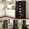 72" Black Metal Kitchen Pantry Cabinet with Doors, Heavy-Duty Freestanding Storage Organizer with 5 Adjustable Shelves, Tool-Free Assembly for Pantry
