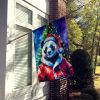 Panda Christmas House Flag Large Porch Sleeve Pole Decorative Outside Yard Banner Artwork Wall Hanging, Polyester, House Size, Multicolor