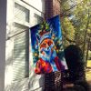 Fox Christmas House Flag Large Porch Sleeve Pole Decorative Outside Yard Banner Artwork Wall Hanging, Polyester, House Size, Multicolor