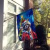 Raccoon Christmas House Flag Large Porch Sleeve Pole Decorative Outside Yard Banner Artwork Wall Hanging, Polyester, House Size, Multicolor