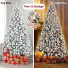 6ft PVC Round Head Flocking Tree Pre-lit Design Small Celebrate Festival Artificial Flocked Christmas Tree With UL Lights