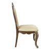 Beige and Antique Oak Side Chair with Nailhead Trim (Set of 2)