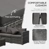 Outsunny 6PC Outdoor Rattan Sofa Set Charcoal Cushions Wicker Sectional Patio Furniture with Ottoman & Coffee Table