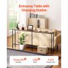 Narrow Console Table, 70.9" Behind Couch Table with Power Outlets, 1-Tier Long Entryway Table, Narrow Sofa Table with Metal Frame and Charge Station