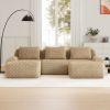 114" Modern U-Shaped Modular Sectional Sofa for Living Room,Flannelette Fabric,Oversized 3-Seater Couch,boneless sofa ,Movable Ottoman