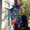 Flamingo Christmas House Flag Large Porch Sleeve Pole Decorative Outside Yard Banner Artwork Wall Hanging, Polyester, House Size, Multicolor