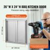 BBQ Access Door, 26W x 24H Inch Double Outdoor Kitchen Door, Stainless Steel Flush Mount Door, Wall Vertical Door with Recessed Handles