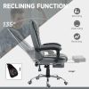 High Back Office Chair PU Leather Executive Office Chair with Retractable Footrest Padded Armrest Grey