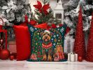 Airedale Terrier Christmas Throw Pillow Machine Washable, Indoor Outdoor Decorative Pillow for Couch, Bed or Patio, 14Hx14W