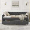 Twin Size Daybed with Drawers Upholstered Tufted Sofa Bed, with Button on Back and Copper Nail on Waved Shape Arms(81.5''x4''x30.5'')
