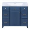 36" Bathroom Vanity Cabinet with Sink Top Combo Set; Navy Blue; Single Sink; Shaker Cabinet with Soft Closing Door and Drawer
